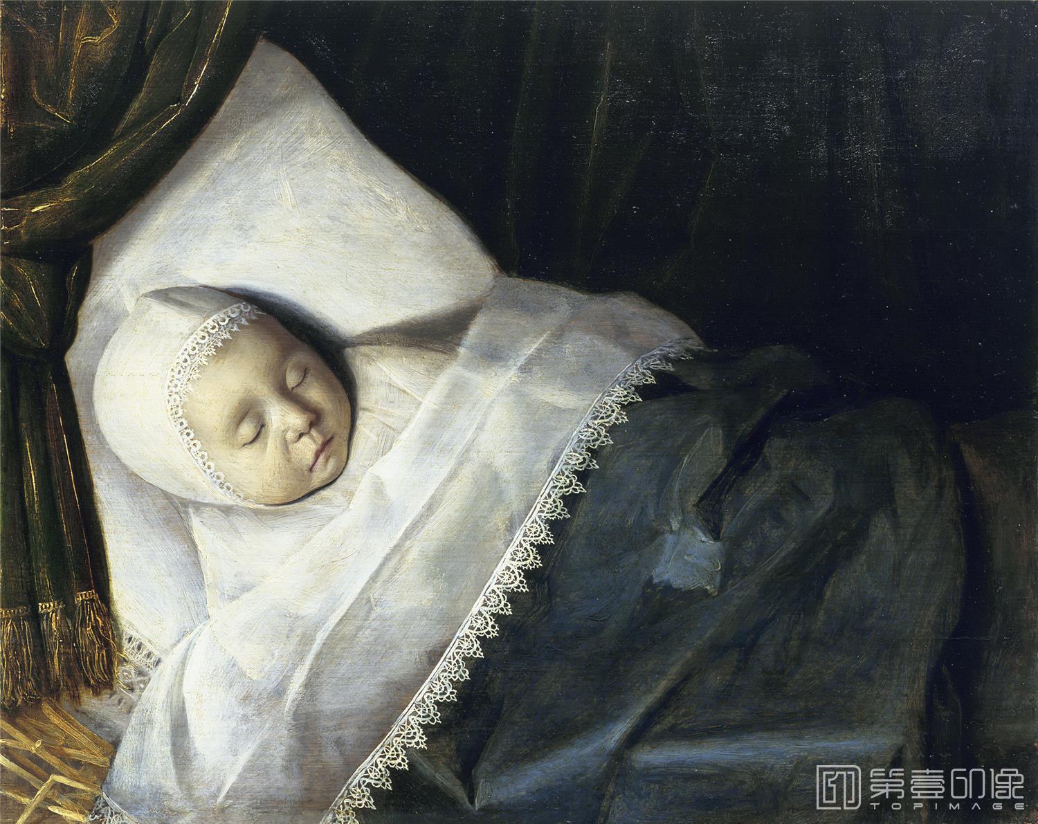 油画-荷兰莫瑞斯泰皇家美术馆Anonymous - A Child of the Honigh Family on its Deathbed-051